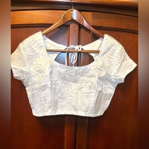 Off white saree blouse - beautiful silverwork all over